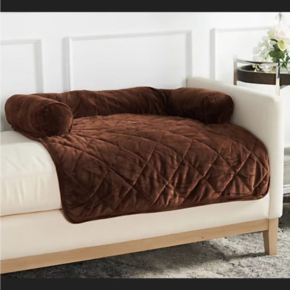 Chocolate Brown Burrow Bud Couch & Chair Protector Pet Bed